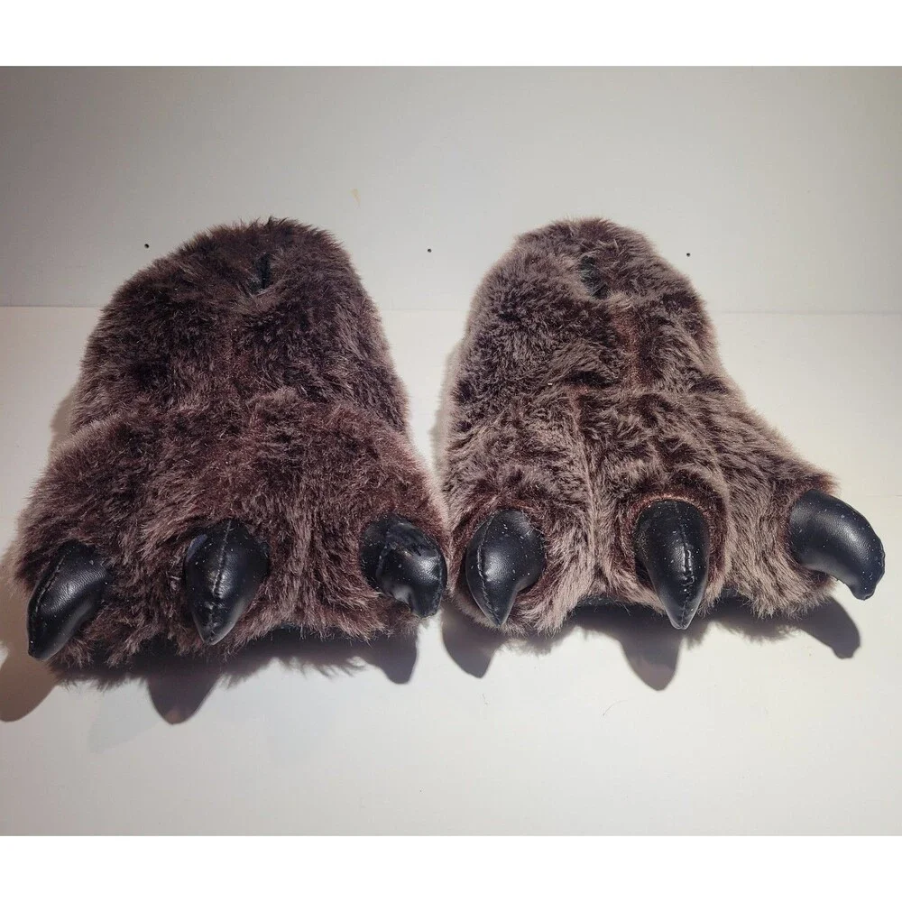 George Plush Brown Bear Paw Slippers Claw House Shoes – Size S/M #103